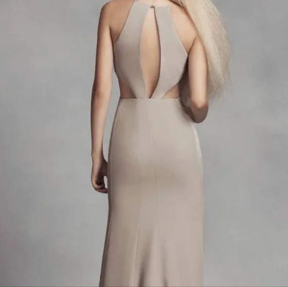 𝅺NWT Vera Wang White Collection Long Cut Out Sterling Halter Dress - Picture 3 of 7